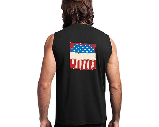 Maglietta smanicata uomo nera stampa retro