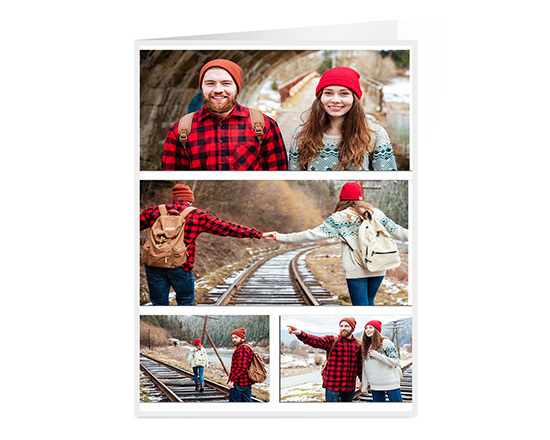 Biglietto auguri a 2 ante personalizzato con grafica collage 4 riquadri