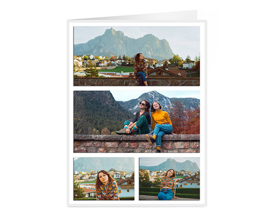 Biglietto pieghevole personalizzato con collage a 4 riquadri
