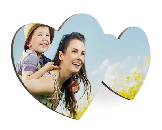stampa cornice foto in legno con cuori