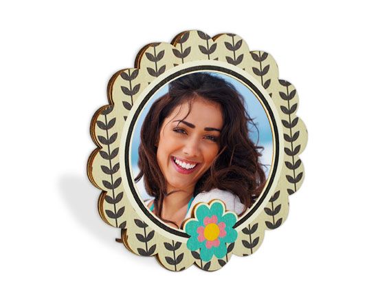 cornice foto rotonda fiore azzurro