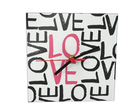 Orologio Quadrato in Vetro Love words