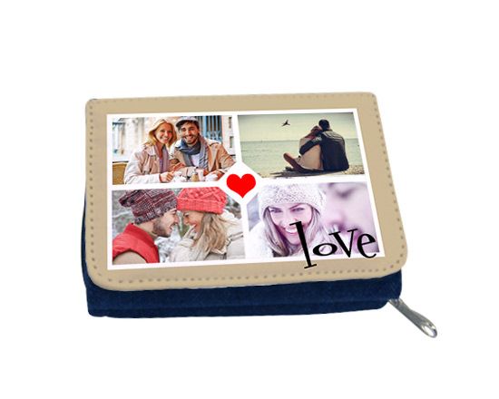 Una grafica romantica per il tuo portafoglio in jeans
