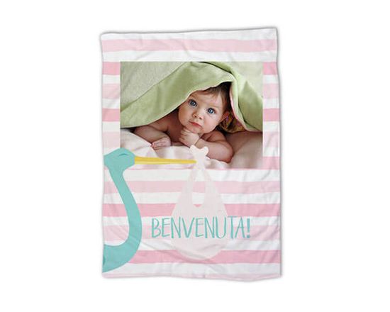 coperta baby con grafica con cicogna