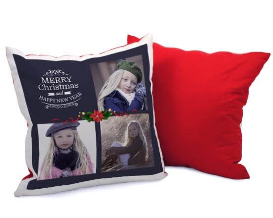 Cuscino poliestere con grafica collage di Natale