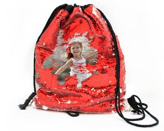 sacca zaino personalizzata con paillettes