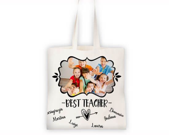 Borsa shopping con grafica con scritta