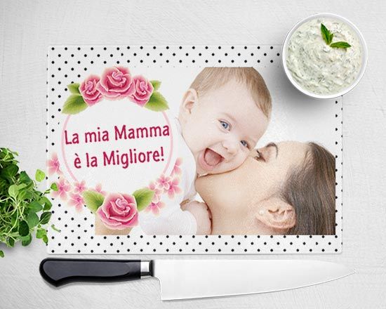 Tagliere rettangolare in vetro, personalizzato