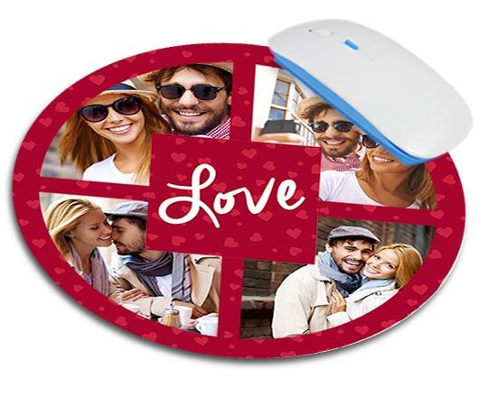 Tappetino mouse tondo Love for collage