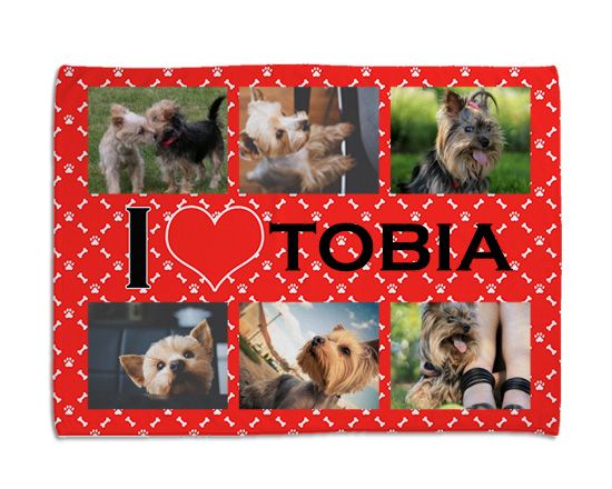 Coperta per cani I love collage