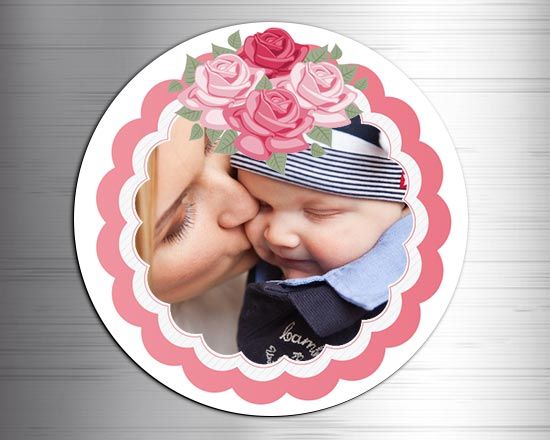 Calamita tonda con grafiche rose