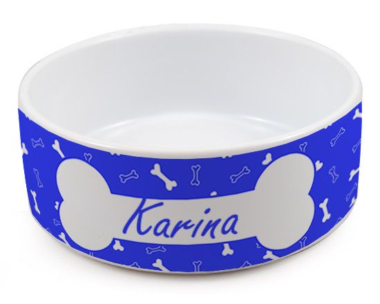 La ciotola per cani con grafica blu