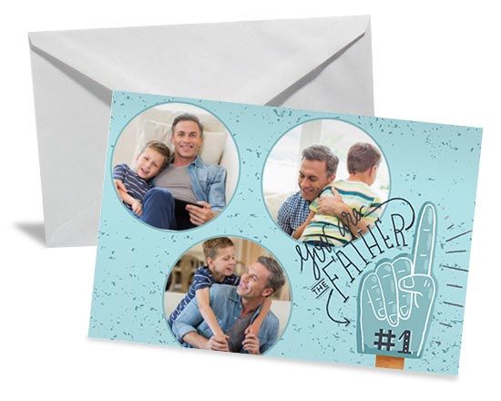 Bigliettino auguri con grafica celeste per papà