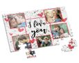 Un collage con cuori su puzzle A4