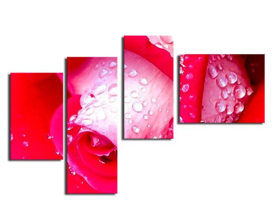Composizione di quadro moderno formata da 4 pannelli tutti diversi