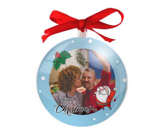 Palla di natale con grafica nel colore celeste