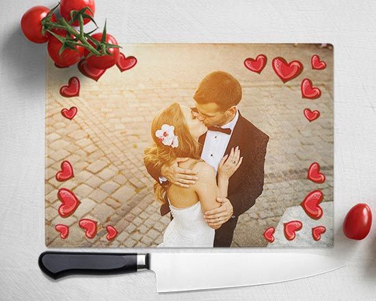 Tagliere in vetro Frame in love