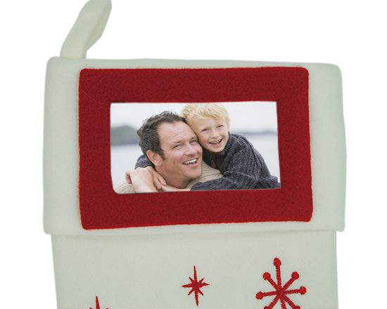 foto stampata su calza natalizia bianca