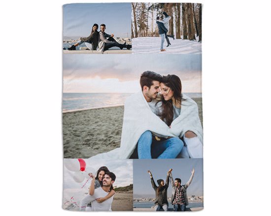 Collage di 5 foto per la coperta personalizzate in pile