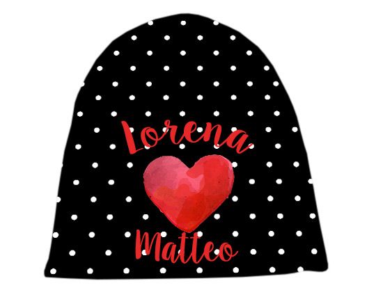 Cappellino in pile lungo con grafica piena di pois