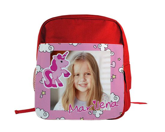 Zaino rosso per bambini Unicorno rosa 