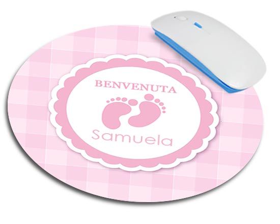 Tappetino mouse tondo Piedini rosa