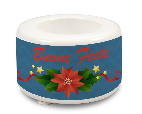 Portacandela in ceramica Happy holidays