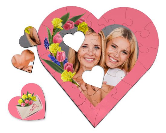 Puzzle a cuore in legno With love