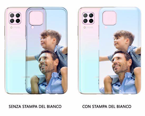 cover trasparente huawei p40 lite con e senza stampa del bianco
