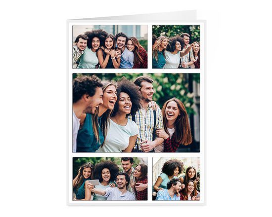 Biglietto auguri a 2 ante con collage di foto