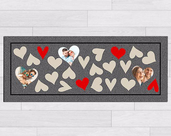 Passatoia personalizzata con grafica cuori e immagini