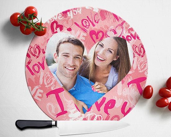 Tagliere rotondo in vetro Words of love