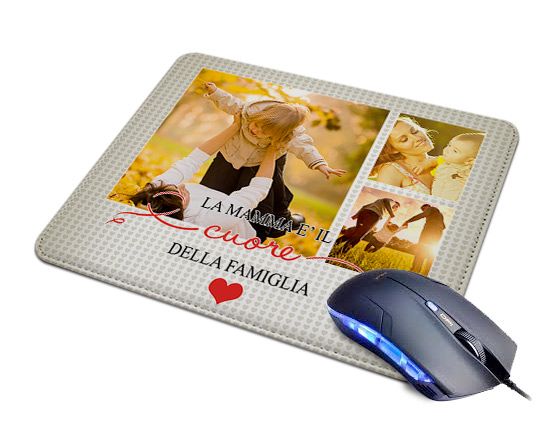 Tappetino Mouse in Pelle Heart of family