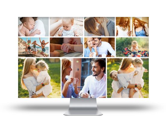 coprimonitor personalizzato con collage di immagini