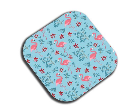 Sottobicchiere masonite quadrato Fenicotteri con fiori