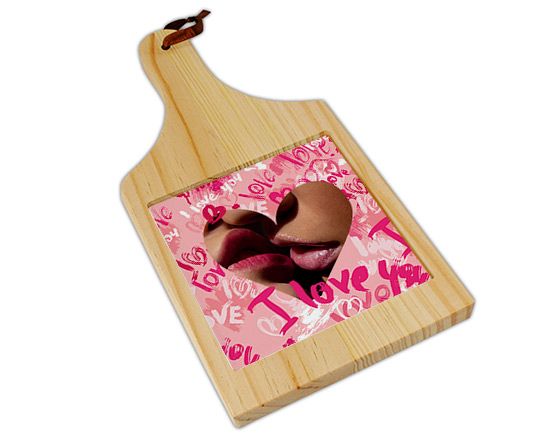 Tagliere in legno con grafica rosa