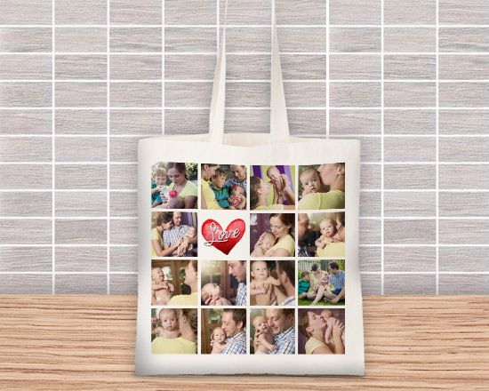 Borsa shopping con collage di foto