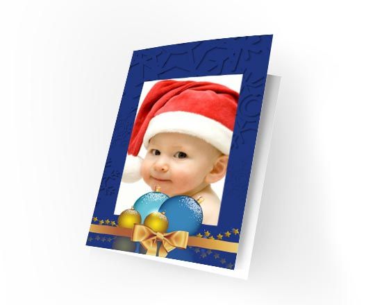Card con Grafica natalizia e foto di famiglia