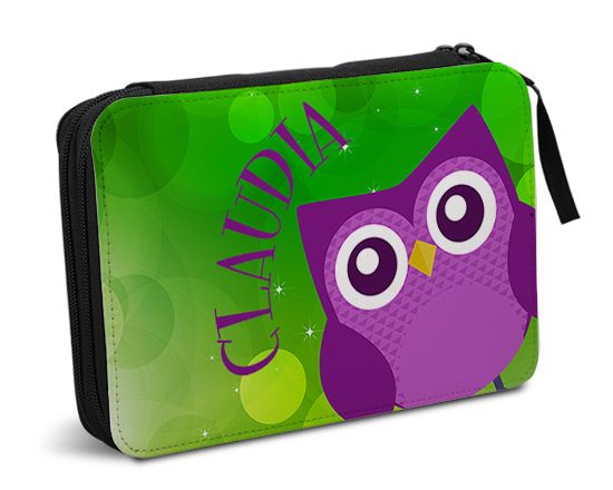 astuccio personalizzato con grafica con gufetto