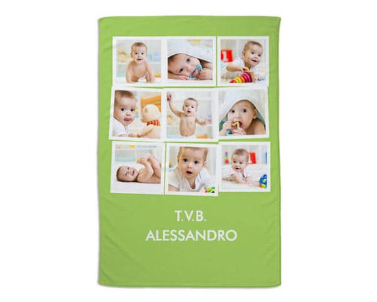 Coperta collage 9 riquadri sfondo verde chiaro