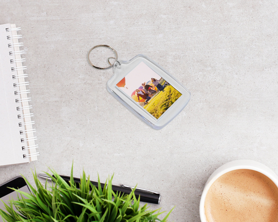 Portachiavi in plastica rettangolare con stampa immagini e foto