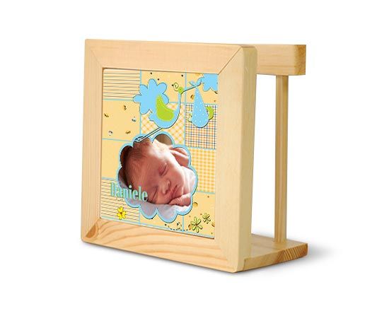 Il portatovaglioli in legno con la grafica con cicogna