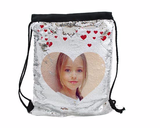 Sacca con paillettes reversibili, argentate