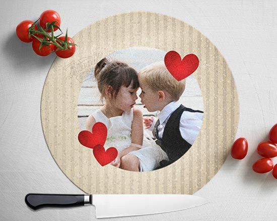 Tagliere rotondo con grafica con cuori
