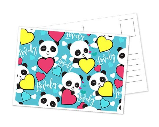 Piccoli panda su cartolina