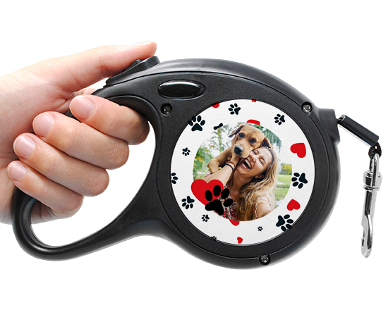 Guinzaglio personalizzato con grafica zampe e cuoricini