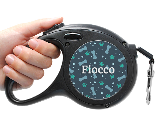 Guinzaglio personalizzato ossa e zampette su sfondo blu