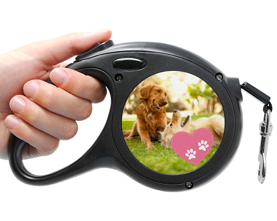 Guinzaglio personalizzato con grafica cuore rosa