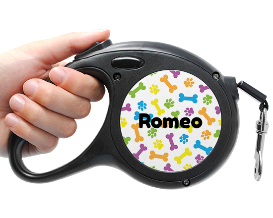 Guinzaglio personalizzato con grafica ossa e zampette colorate