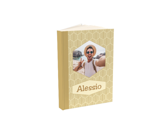 Agenda con nome e foto, grafica esagoni